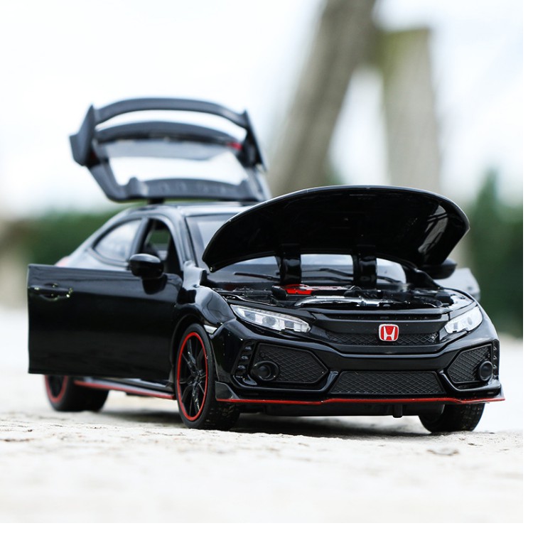 Xe mô hình ô tô Honda Civic Type R tỉ lệ 1:32 xe bằng kim loại có âm thanh và đèn mở các cửa