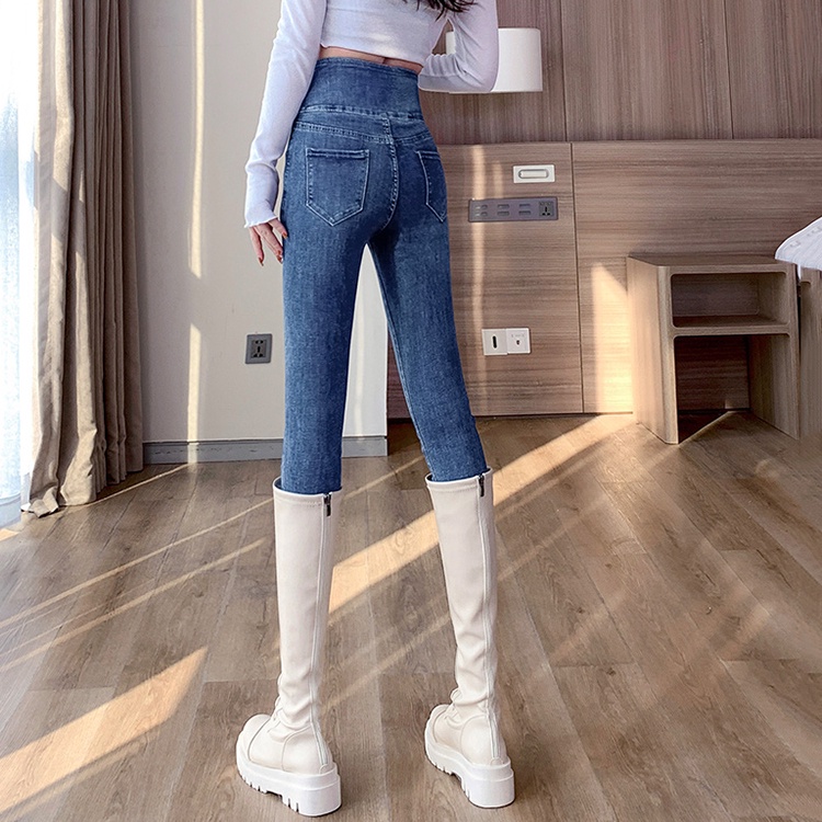 IELGY Quần Jean Nữ skinny Màu Đen Cạp Cao