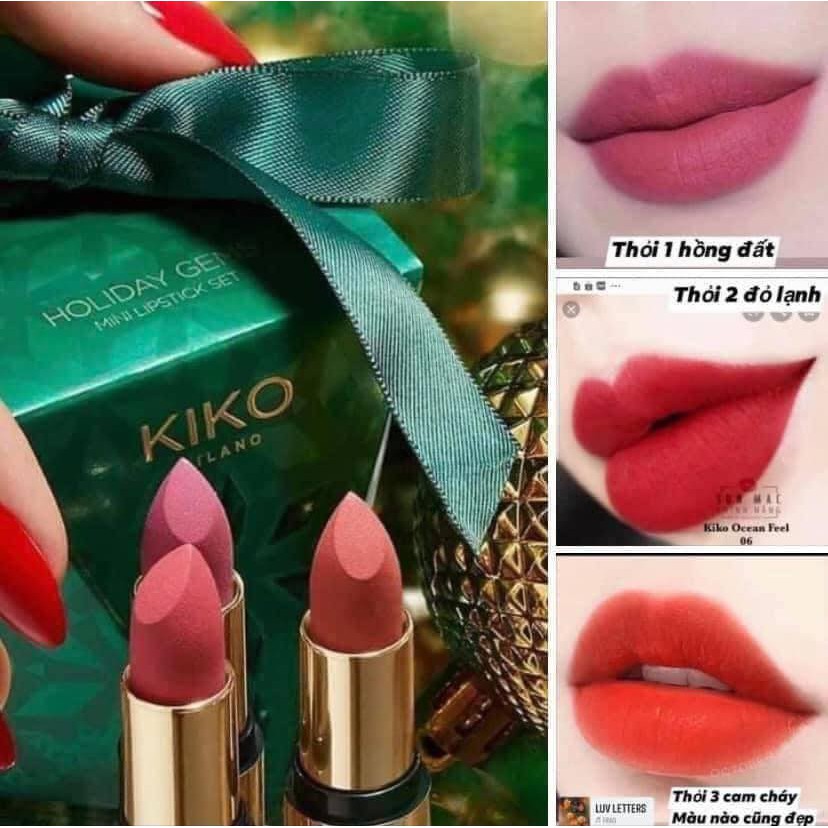 Set 3 Cây Son Kiko Milano Holiday Gems Mini chính hãng