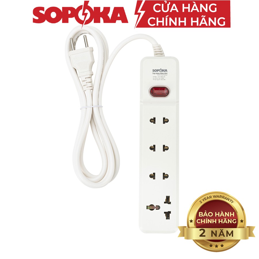 Ổ cắm điện liền dây chịu tải 1200W SOPOKA 3M16M1 công tắc an toàn