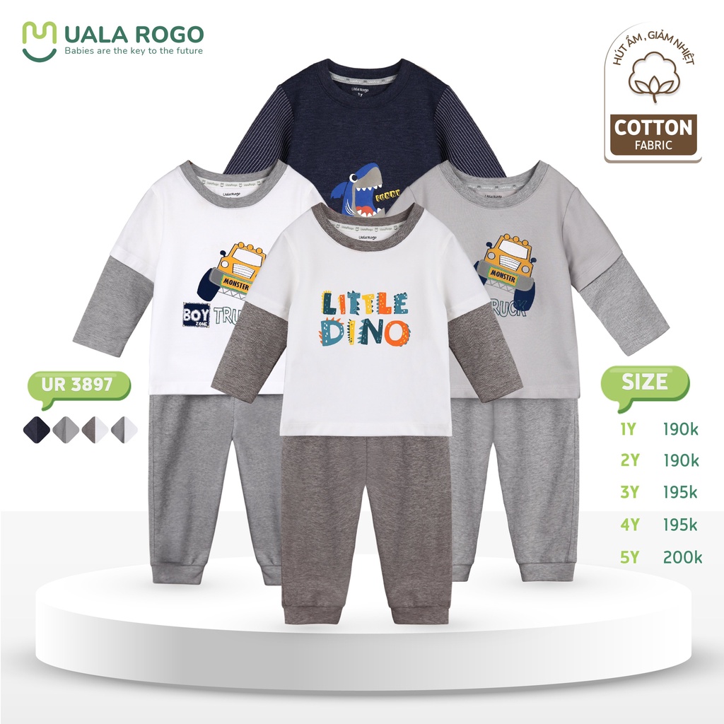 Bộ quần áo dài tay cotton in hình UalaRogo