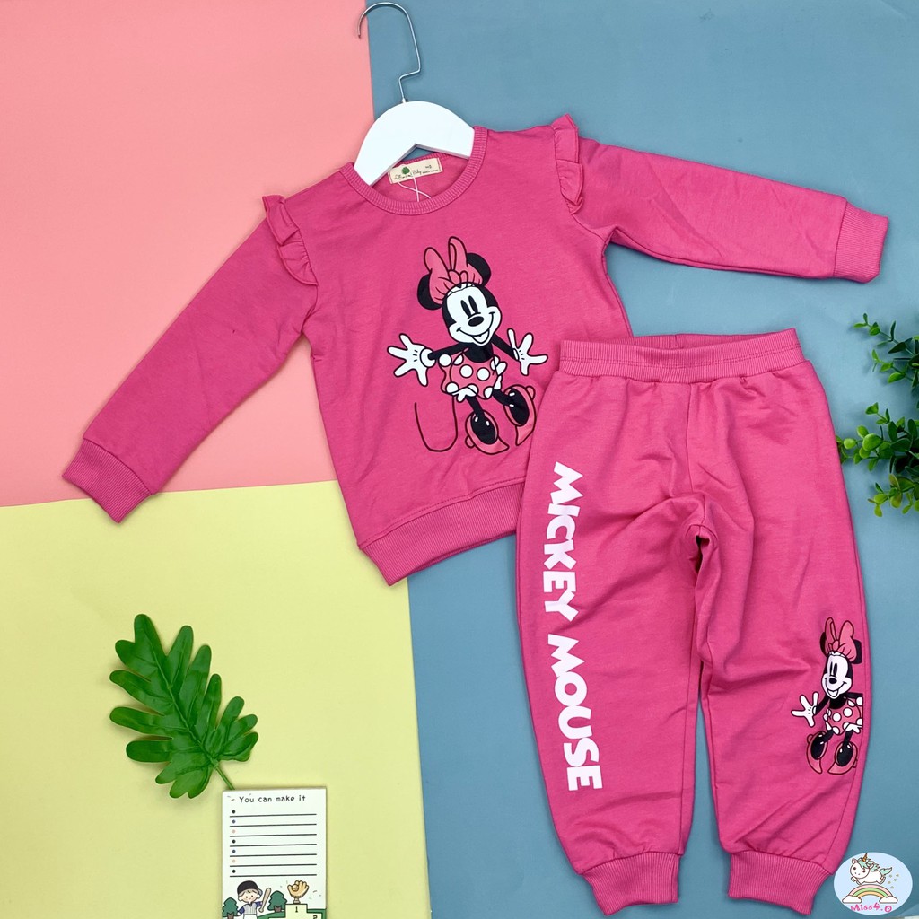 BỘ NỈ DA CÁ MICKEY HÀNG ĐẸP,DÀY LITIBABY CHO BÉ GÁI TỪ 3T-10T (12-30KG) -H13000