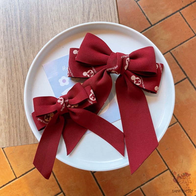 Kẹp tóc đính nơ vải satin thời trang thanh lịch cho bé gái