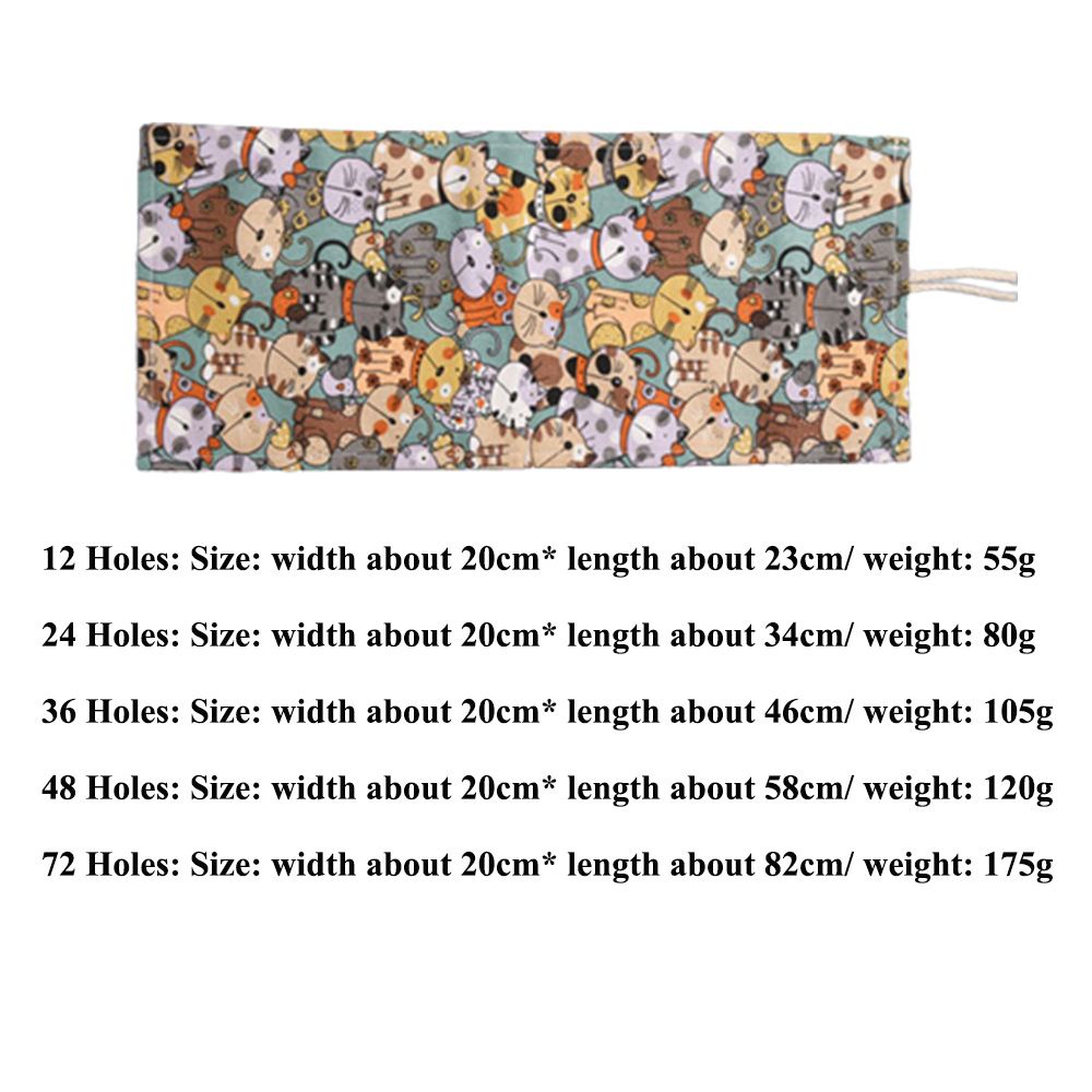Túi cuộn đựng bút vải bạt sức chứa lớn in họa tiết xinh xắn cho văn phòng / trường học