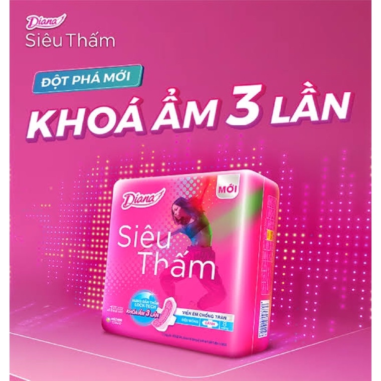 Băng Vệ Sinh Siêu Thấm Siêu Mỏng Cánh 23cm Diana 8 Miếng