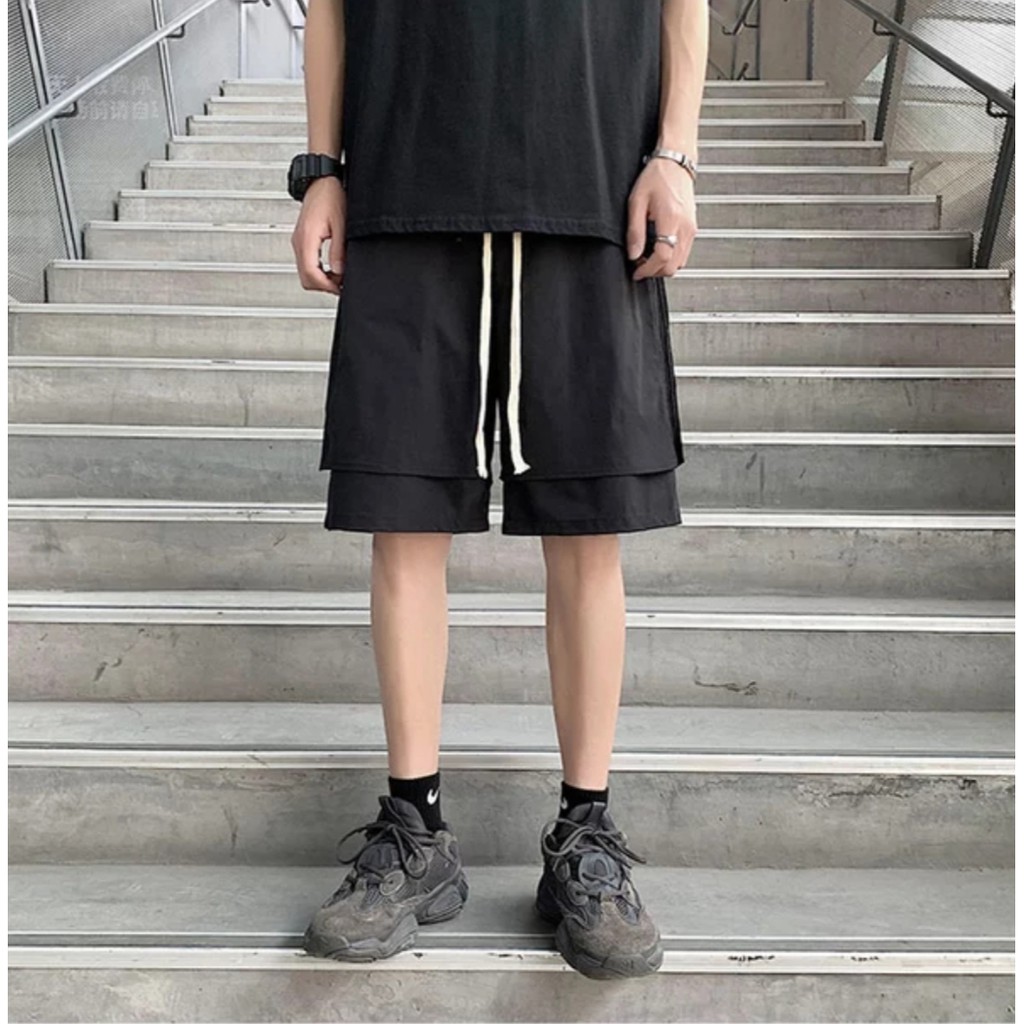 Quần short dù phối layer - ẢNH THẬT