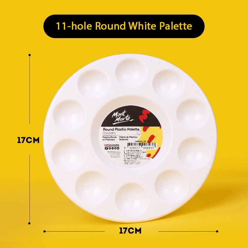 Khay Pha Màu Nhựa Tròn 17cm Mont Marte - Round Plastic Palette 17cm - AMPL0001