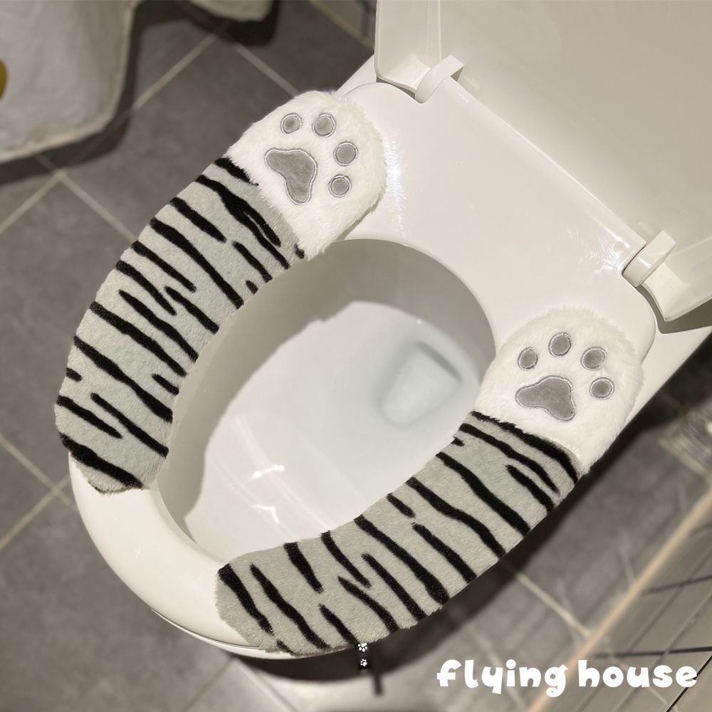 Vỏ Bọc Bệ Ngồi Toilet Bằng Vải Bông Hình Chân Gấu Hoạt Hình Dễ Thương