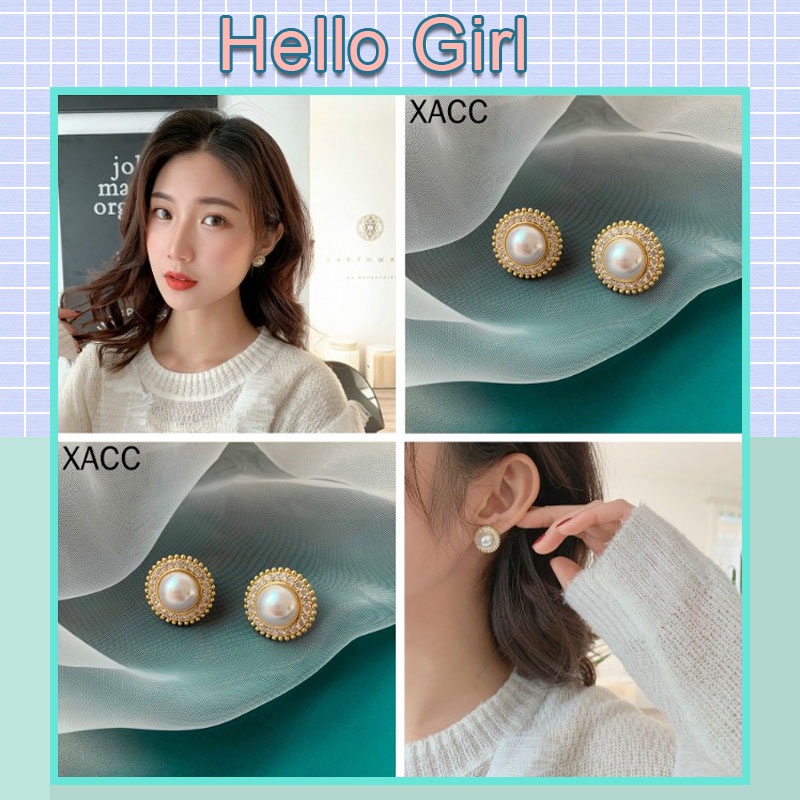 Khuyên tai nữ hình tròn đính đá sang trọng