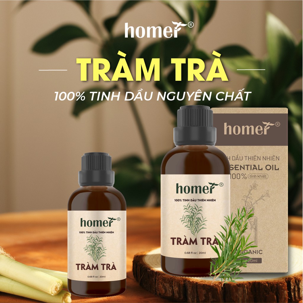 Tinh dầu Homer Tràm Trà Australia 20ml/100ml - Tea Tree Essential Oil - đạt chuẩn chất lượng kiểm định
