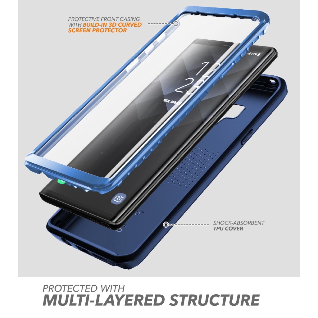 Ốp điện thoại có miếng bảo vệ màn hình SUPCASE cong 3D TPU bề mặt nhám thời trang thích hợp cho Samsung Galaxy Note 9