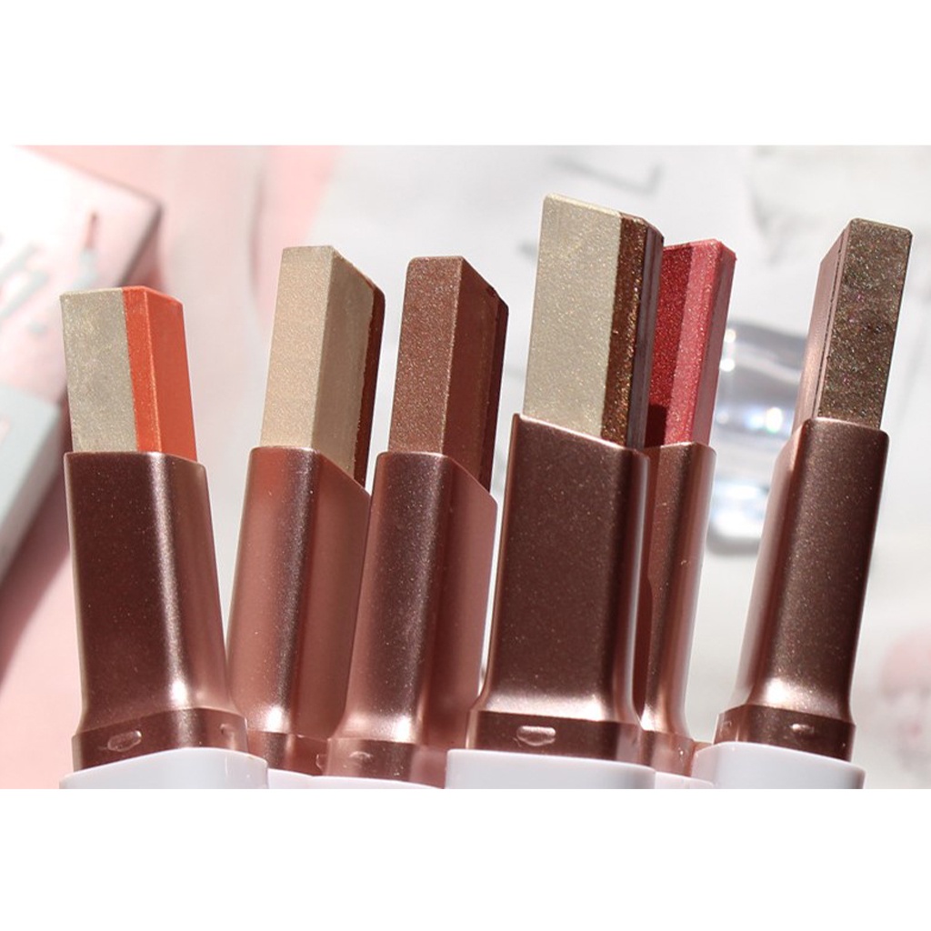 [Hàng mới về] Thỏi phấn mắt hai màu gradient lấp lánh trang điểm nhanh chóng cho người lười