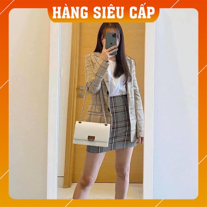 [XẢ KHO GẤP] Túi Cê Ka Sale khuy gập da sần size 22cm - Túi xách nữ đeo chéo công sở cao cấp