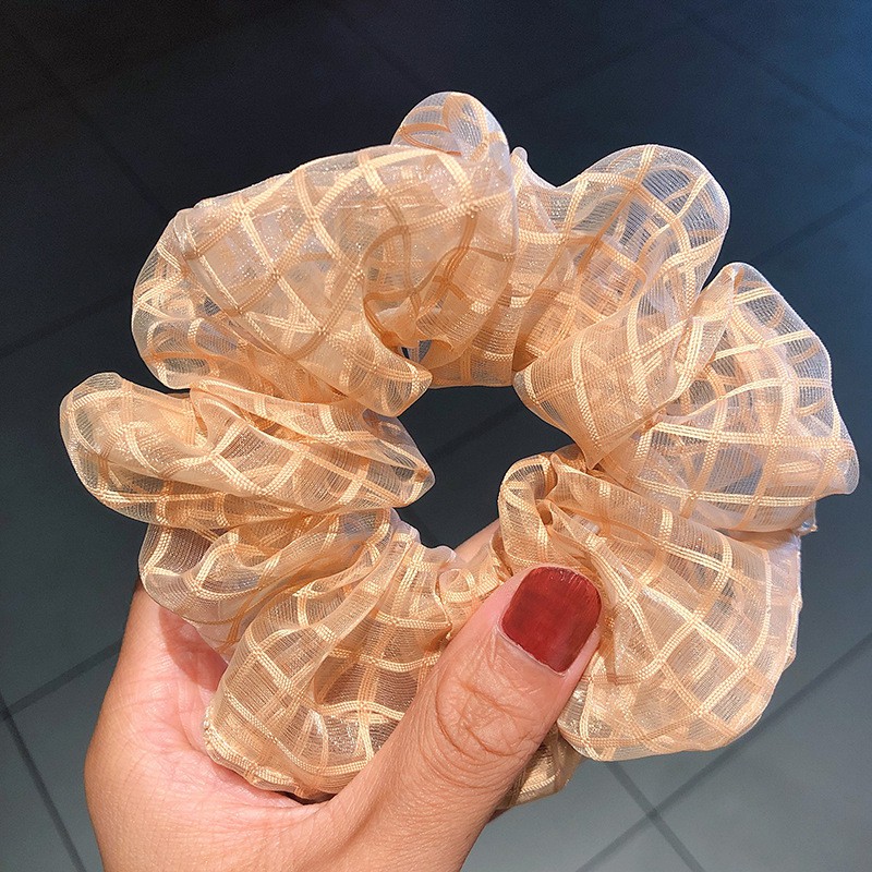 Scrunchies Dây buộc tóc kẻ xinh xắn