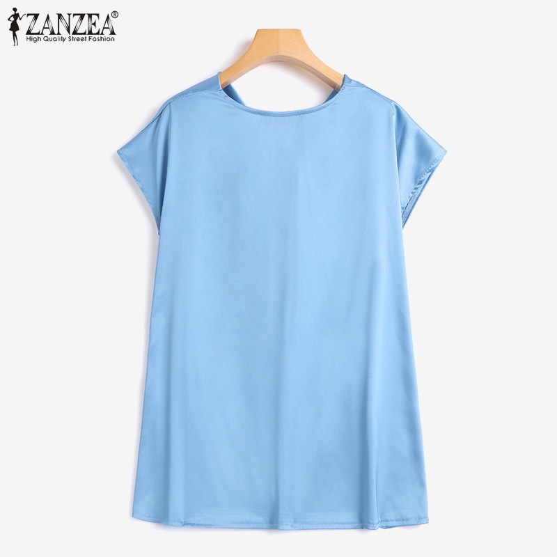 Zanzea Áo Sơ Mi Tay Ngắn Xếp Ly Thời Trang Dành Cho Nữ