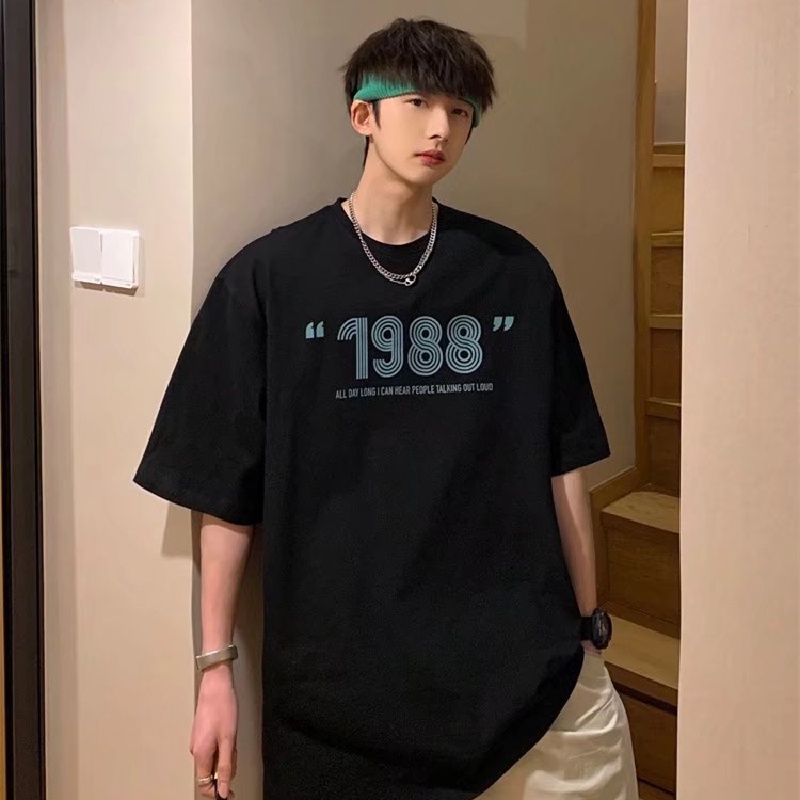 Áo Thun Nam Tay Ngắn Dáng Rộng In Chữ Size M-5XL Phong Cách Hip Hop