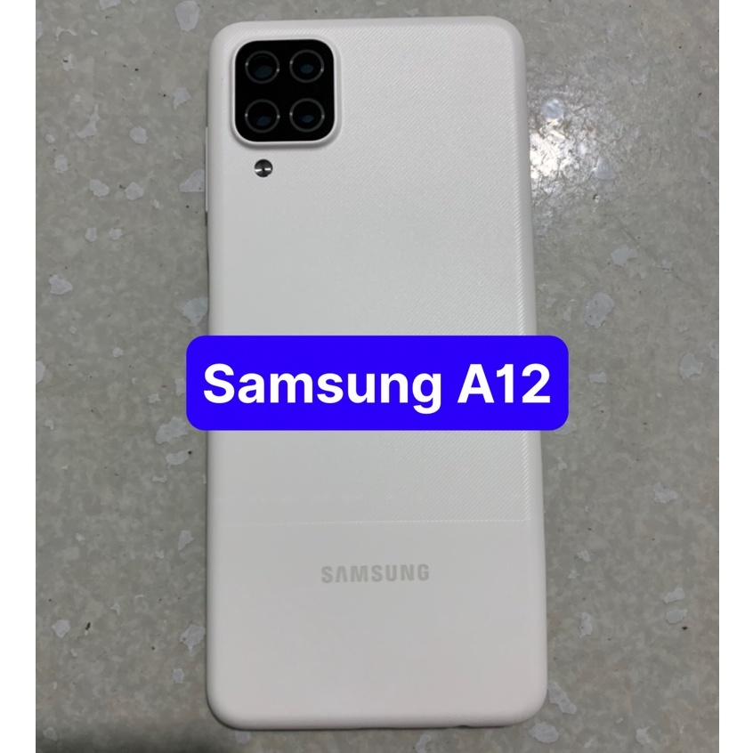 bộ vỏ samsung A12 - bộ gồm lưng vỏ,xương máy,phím và cụm kính camera