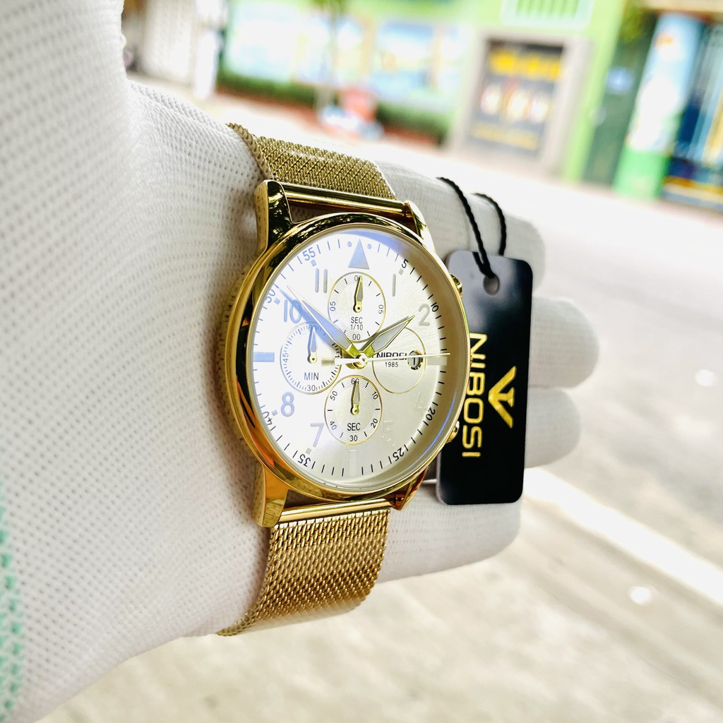 ĐỒNG HỒ NAM DÂY LƯỚI HIỆU NIBOSI CHÍNH HÃNG FULL BOX CHẠY ĐỦ 6 KIM LỊCH NGÀY VÀ THỨ | BigBuy360 - bigbuy360.vn