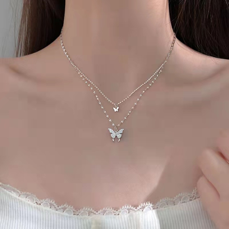 Dây Chuyền Hợp Kim Mạ Vàng/Bạc Hình Bướm Xinh Xắn Thời Trang Cho Nữ