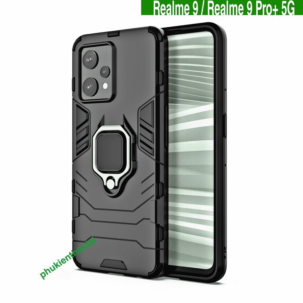 Ốp lưng Realme 9 4G / Realme 9 Pro+ 5G Iron Man Iring chống sốc giá đỡ mặt lưng xem phim bảo vệ toàn diện