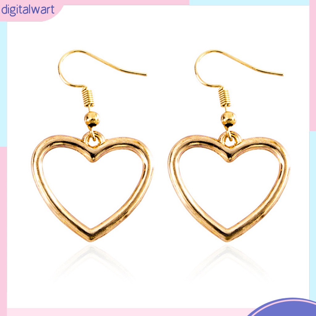 Dg✌❤ 1 Đôi Bông Tai Hình Trái Tim Rỗng Thời Trang Dành Cho Nữ