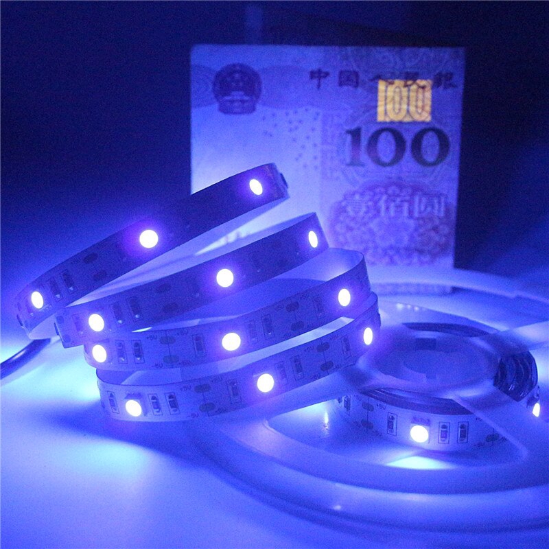 2 Cuộn Dây Đèn Led 30 Bóng / m DC5V 5050 UV Ánh Sáng Tím Chống Nước Có Cổng USB 5V Cho DJ Huỳnh Quang