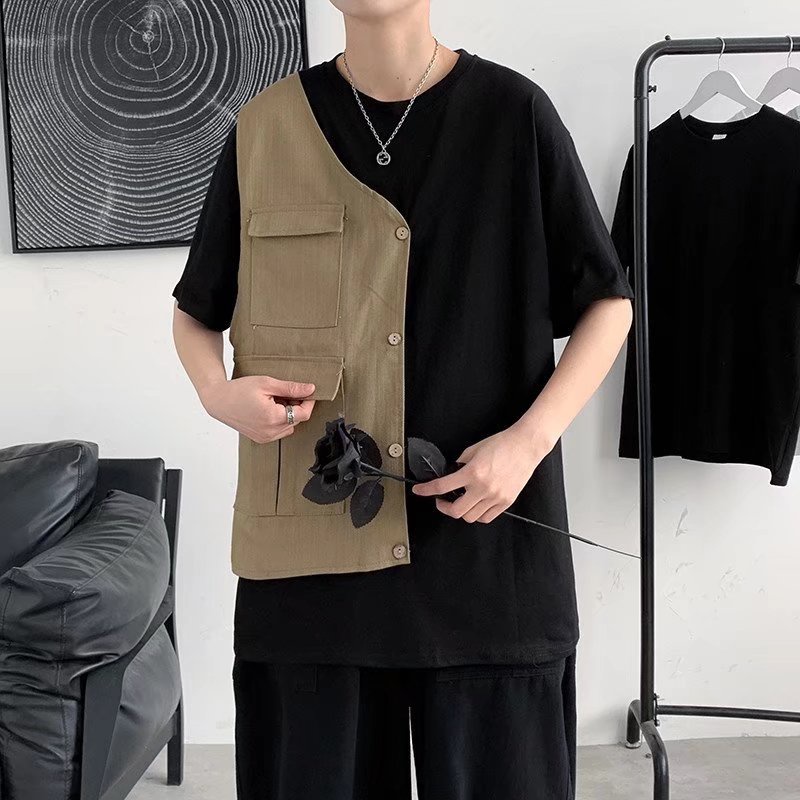 Áo Thun Tay Ngắn Giả Hai Lớp Phong Cách Mùa Hè Thời Trang Mới Chất Lượng Cao Dành Cho Nam