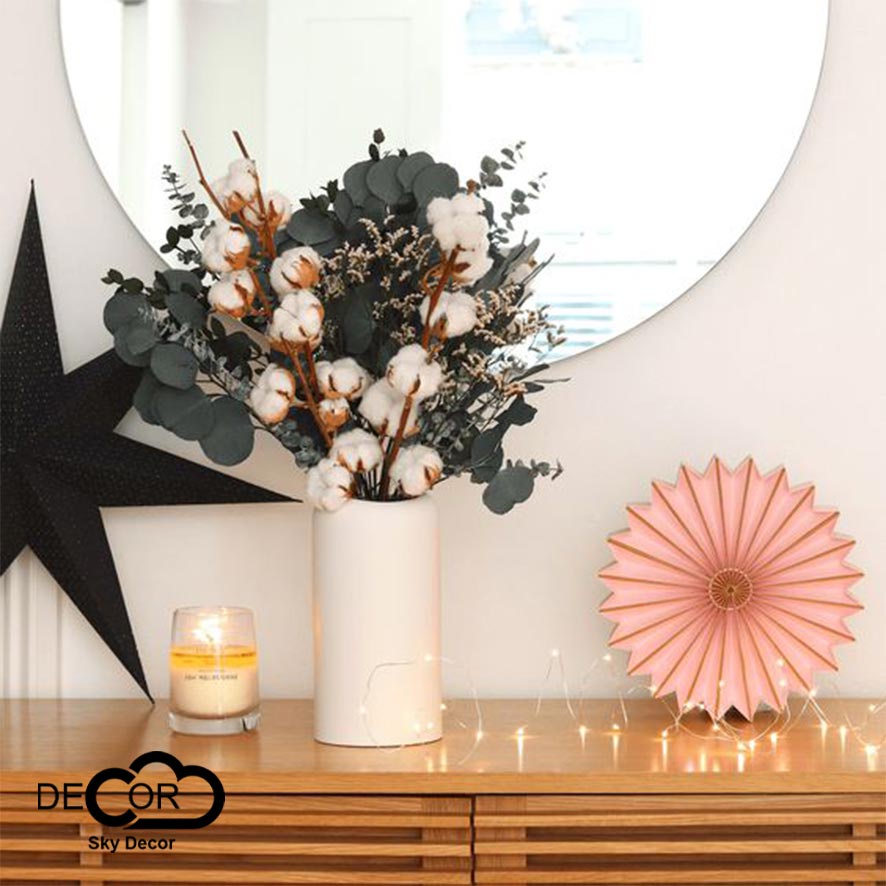 Cành hoa gòn trang trí Noel, Giáng Sinh, Xmas, Christmas, tiểu cảnh nhà cửa, cửa hàng, nhiều bông, Sky decor