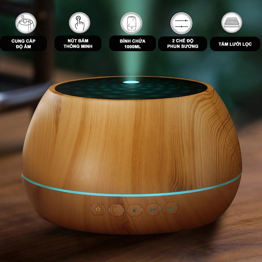 Máy Xông Tinh Dầu Phun Sương Nano 1000ml Tích Hợp LOA BLUETOOTH Khuếch Tán Tinh Dầu Đuổi Muỗi Tạo Ẩm Phòng Điều Hòa