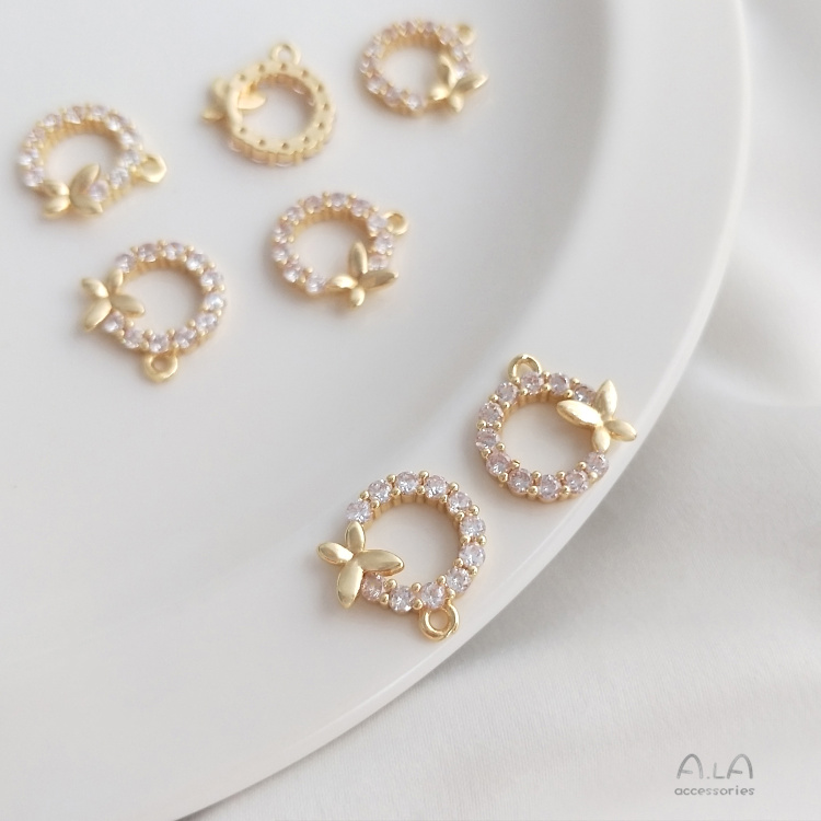 Mặt Trang Sức Hình Bướm Mạ Vàng 14K Nhiều Màu Sắc