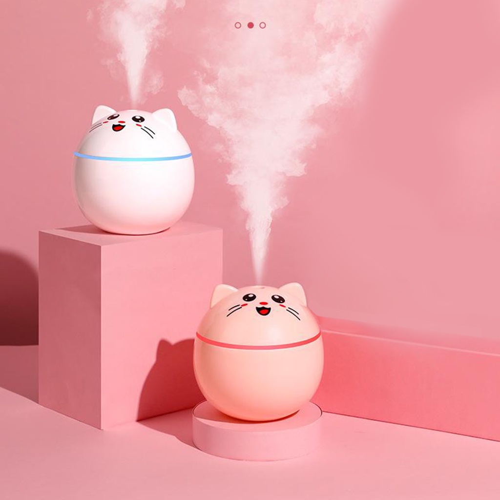 Máy Phun Sương Tạo Độ Ẩm Không Khí Siêu Âm Có Đèn LED USB Màu Trắng 300ML