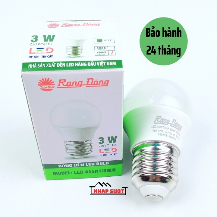 Bóng đèn LED Rạng Đông búp tròn 3W 5W 7W 9W, ánh sáng trắng & vàng, tiết kiệm điện, bảo hành 2 năm