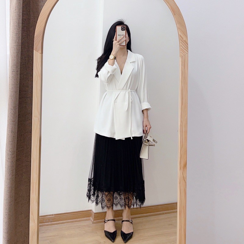 ( Ảnh thật ) A0421 Áo blazer xuông kèm đai | BigBuy360 - bigbuy360.vn