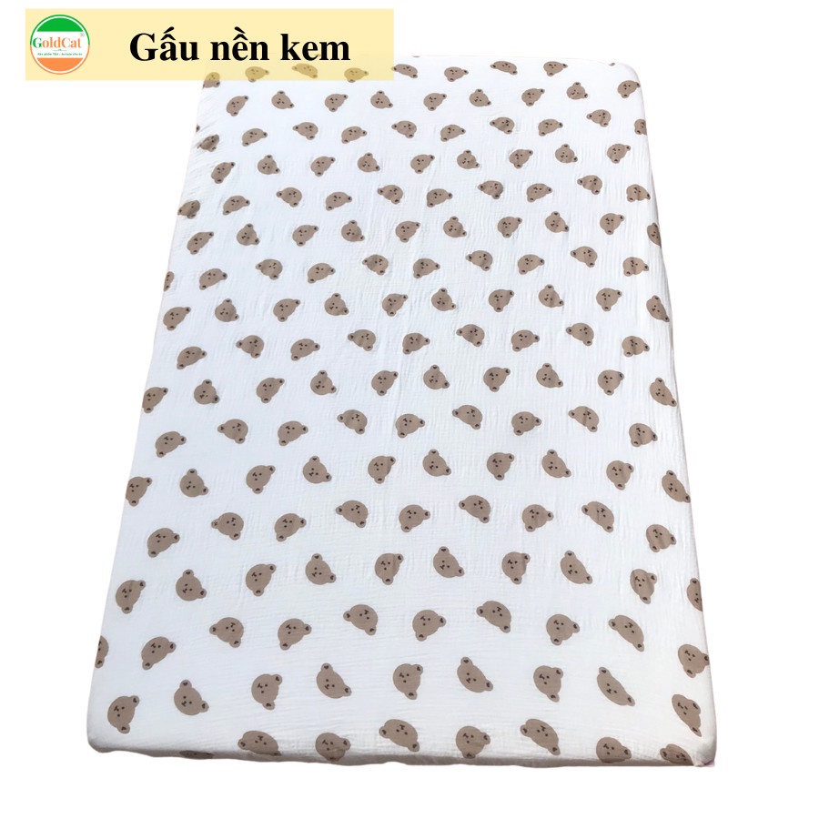 Ga Chun Bọc Đệm Cũi Cho Bé GOLDCAT GCC Chất Liệu Thô Lụa Và Muslin Mềm Mịn Dùng Cho Đệm Dày 5-7cm