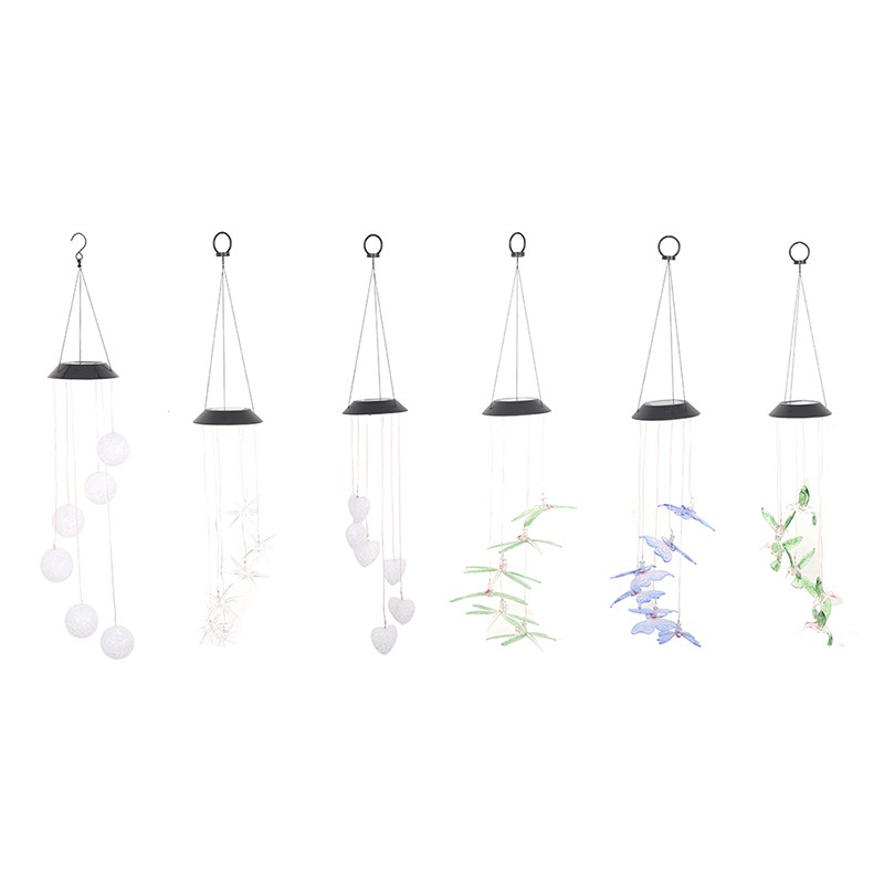 [baishangworshipwell♥]Solar Color Changing LED Butterfly Wind Chimes Garden Hanging Light Lamp Decor