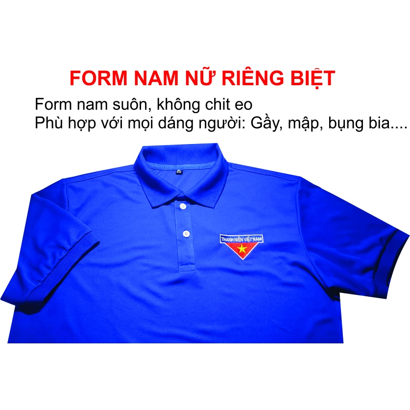 Áo thun đoàn thanh niên, vải cá sấu poly mè cổ bẻ thoáng mát,Logo Thêu  BAOKHOA_OFFICAL Size Nam, Nữ từ S đến 2XL..