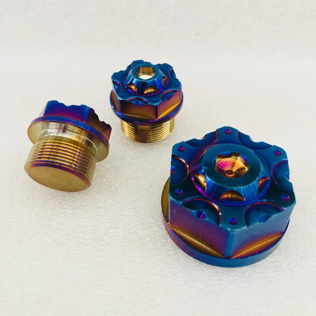 BỘ 3 ỐC CHẢNG 3 + 2 ỐC 8LI40 INOX XI TITAN GẮN XE RAIDER XĂNG CƠ