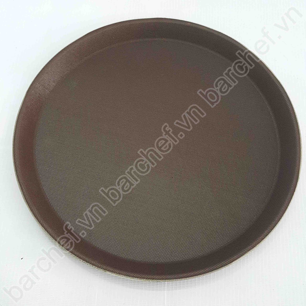 Khay phục vụ chống trượt hình tròn, màu nâu - đường kính 28cm