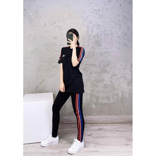 quần legging das sọc bông lúa đỏ