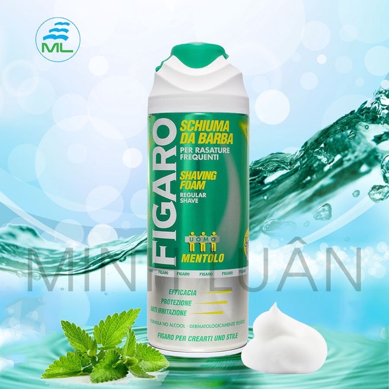 Bọt cạo râu dưỡng ẩm và làm mềm da Figaro bạc hà 400 ml