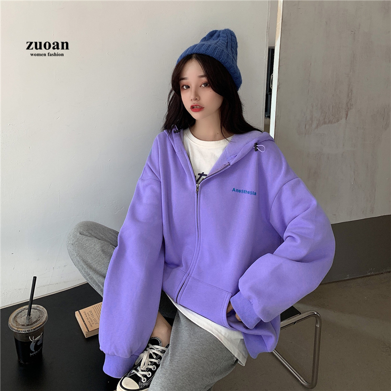 SUXI Áo Hoodies Hoạ Tiết Chữ Thời Trang Thu Đông Cho Phái Nữ