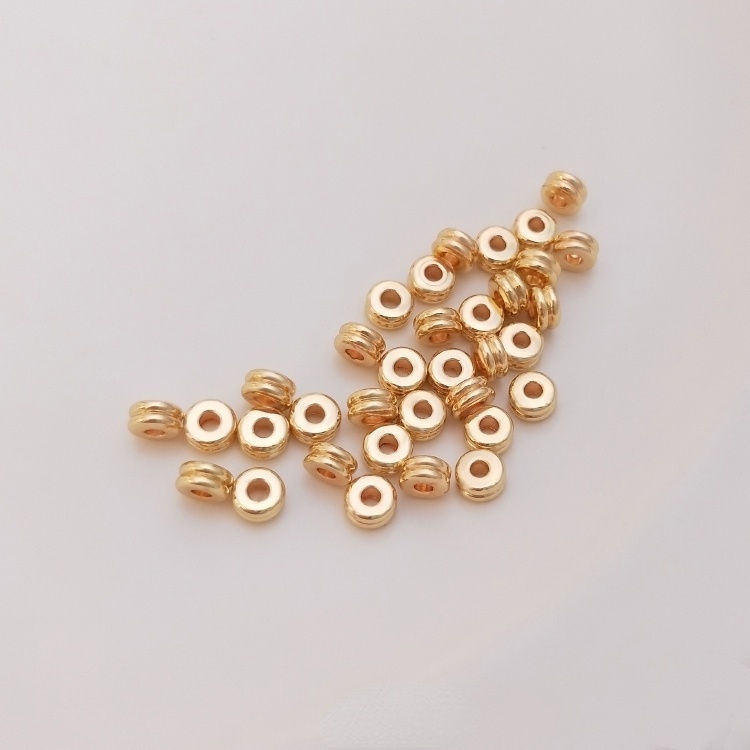 Chuỗi Hạt Cườm Đồng 14K Hai Lớp Màu Vàng Kim Hai Đường Viền Dùng Để Làm Vòng Tay/Trang Sức diy