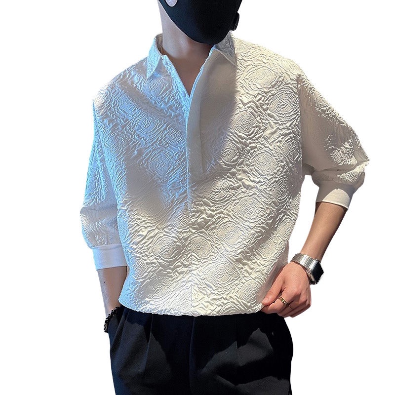 Áo Sơ Mi Ngắn Tay Dáng Rộng Thiết Kế Giản Dị Dễ Phối Đồ Dành Cho Nam