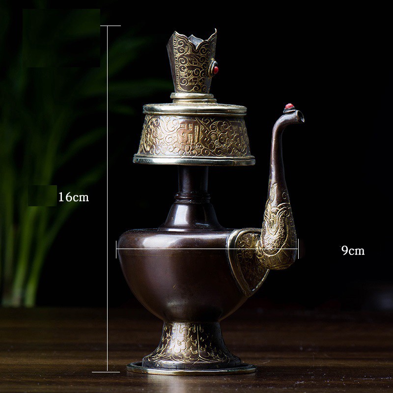 Bình xái tịnh đỏ nâu - Pháp khí Mật tông - Phật giáo Tây Tạng