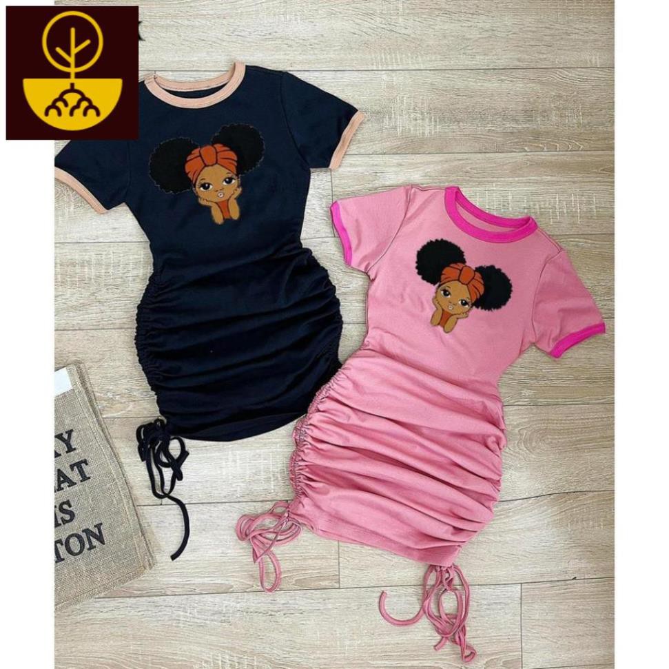 Đầm bé gái ôm body thời trang, sành điệu, thun cotton - Quần áo trẻ em - Mi Mi shop (Màu Đen) (210574)