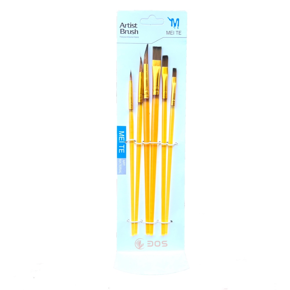 Bộ Cọ Vẽ 6 Cây Chuyên Nghiệp Artist Brush - Dùng Cho Màu Nước/Bột/Sơn Acrylic 30S Store M836 Màu Vàng