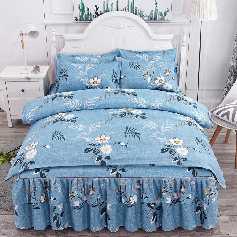 giường Bộ bốn mảnh cotton phong cách Hàn Quốc Bộ drap trải giường drap trải giường bốn mùa Bộ bốn mảnh Ga trải giường co