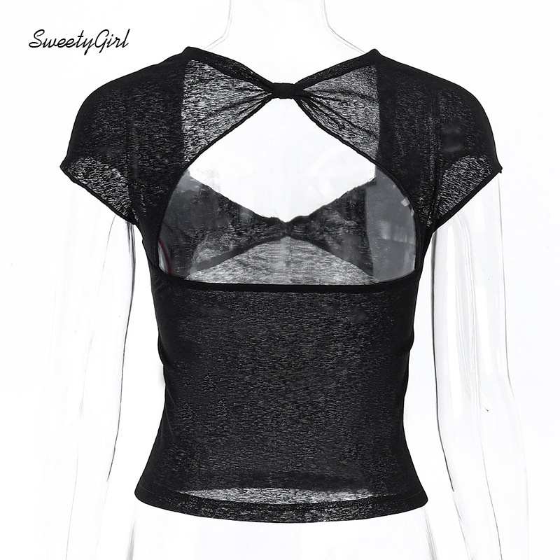 Áo Thun Tay Ngắn Cổ Chữ V Dáng Ôm Màu Đen Trơn Thời Trang 2022 Quyến Rũ Dành Cho Nữ