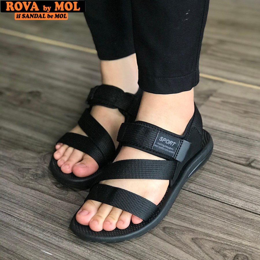 Giày sandal nữ quai chéo hiệu Rova có quai hậu cố định mang đi biển du lịch đi học RV871B