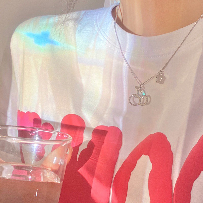 Dây chuyền mặt hình quả cherry phong cách hip hop thời trang đơn giản 191152